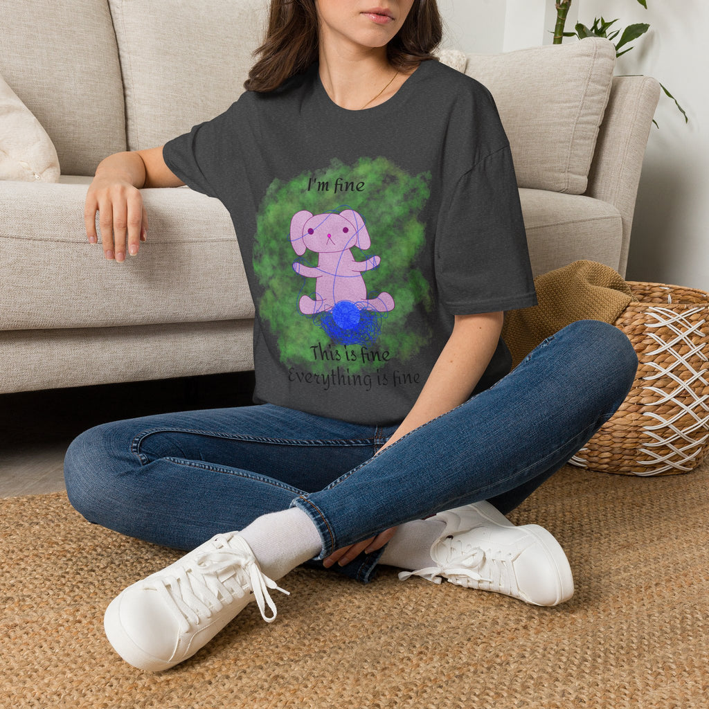 Kara Rabbit Yarn Tee ("I'm fine" design)