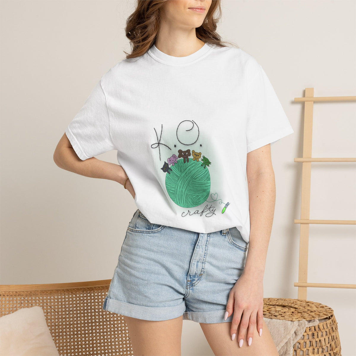 Knitting Joy T‑Shirt — KO Crafts Green Yarn Graphic Tee