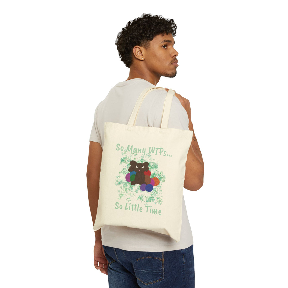 Cotton Canvas Tote Bag - Koko the Dog WIP Bag Design