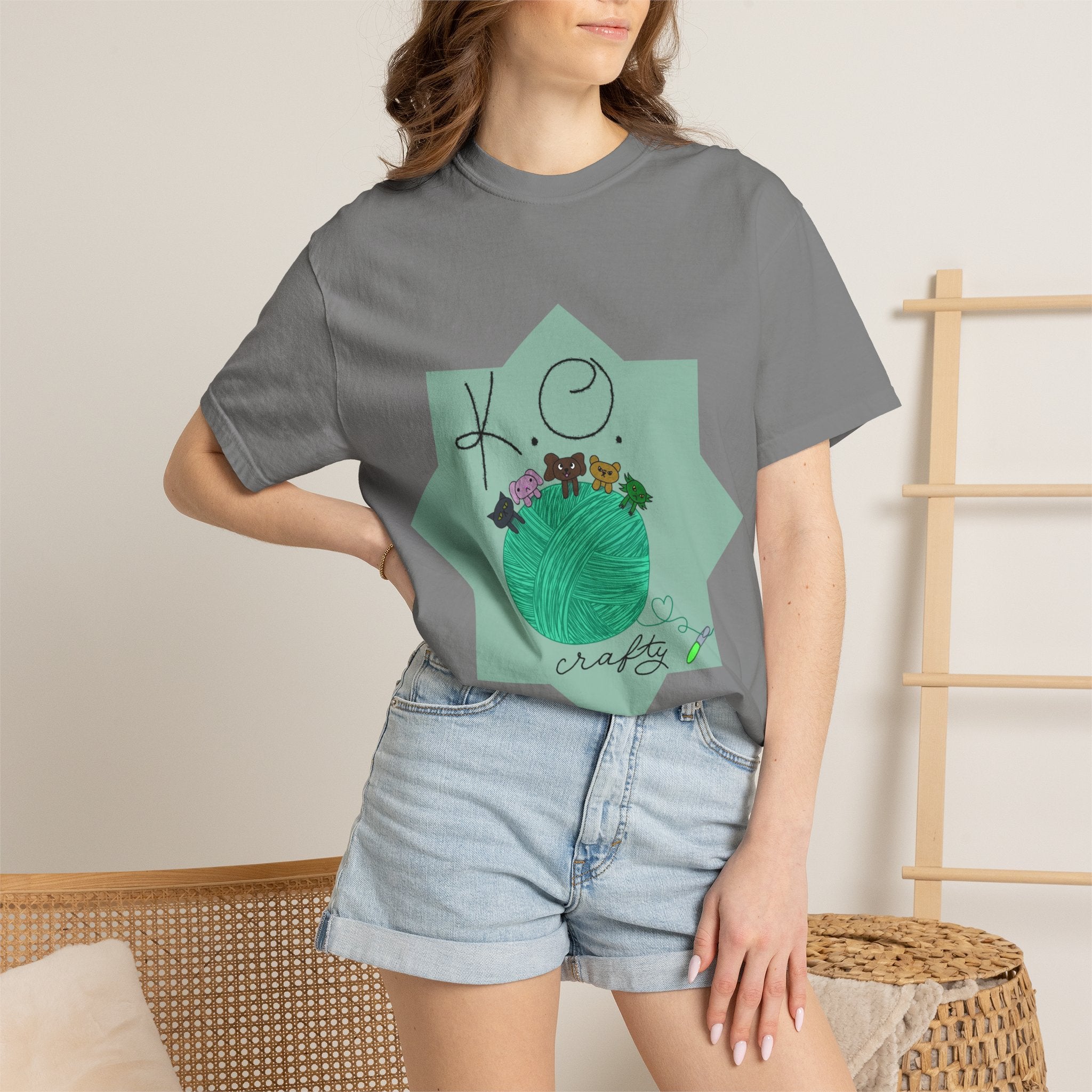 Knitting Joy T‑Shirt — KO Crafts Green Yarn Graphic Tee