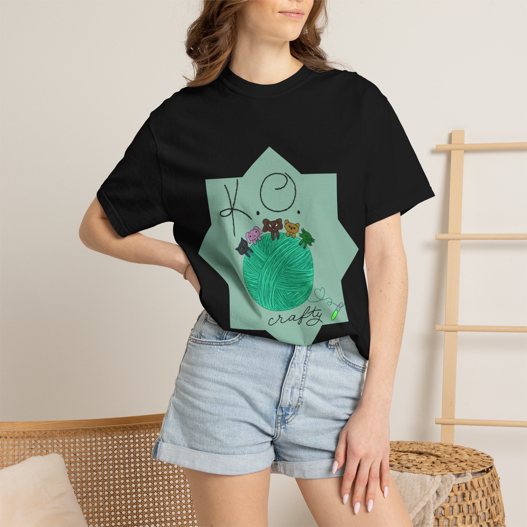 Knitting Joy T‑Shirt — KO Crafts Green Yarn Graphic Tee